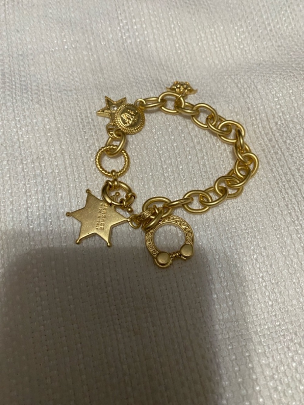 Versace Gold Star Charm Pendant with Decorative Link